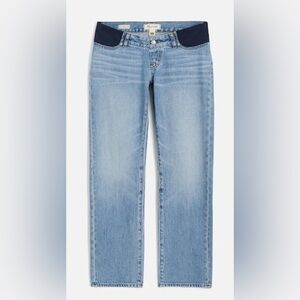 Madewell Straight-Leg Jeans in Light Wash with Navy Waist Panels